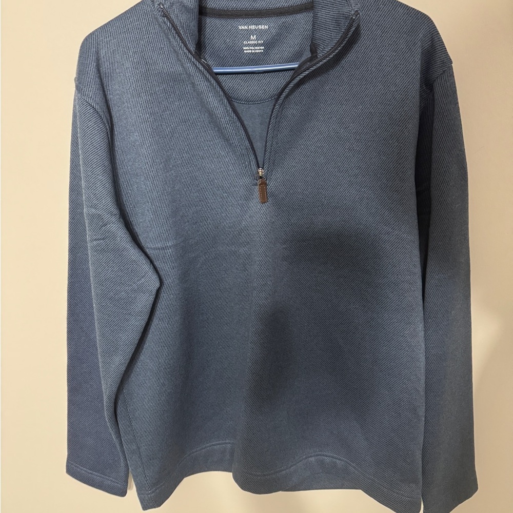 Van Huesen Men's Navy Zip-Up Sweater